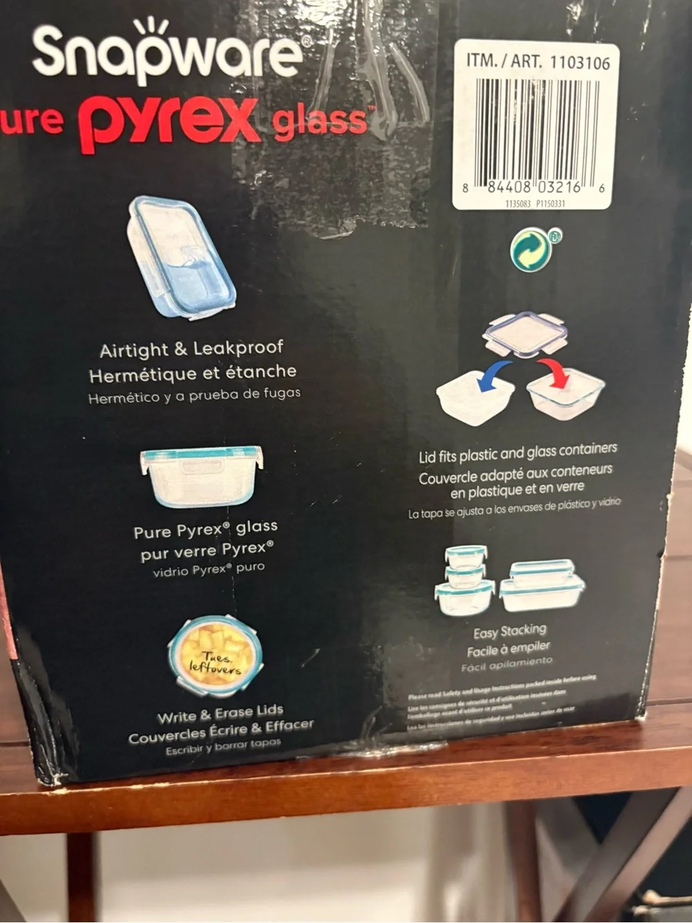 Pyrex Glass Food Storage Set - Clear with Blue Lids
